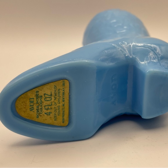 AVON Vintage Blue Roses Roses Cologne Shoe Bottle 4oz Empty - Picture 5 of 9